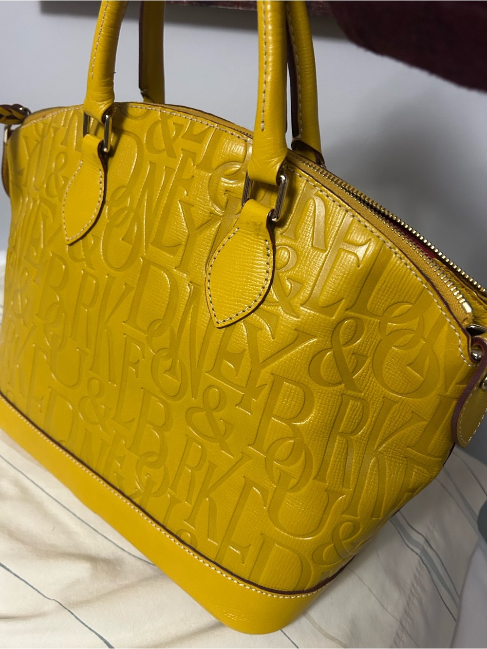 Dooney & Bourke Yellow Embossed Logo Dome Satchel - Picture 2 of 2